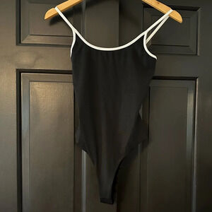 Charcoal bathing suit/bodysuit black & white size 4(b5